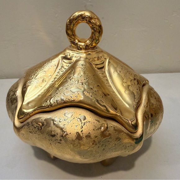 Other - Mid-Centry Modern 22 Karat Gold Ceramic Footed Candy Dish